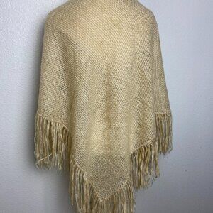Vintage Wool Shawl Scarf  Fringe  47" x 47"